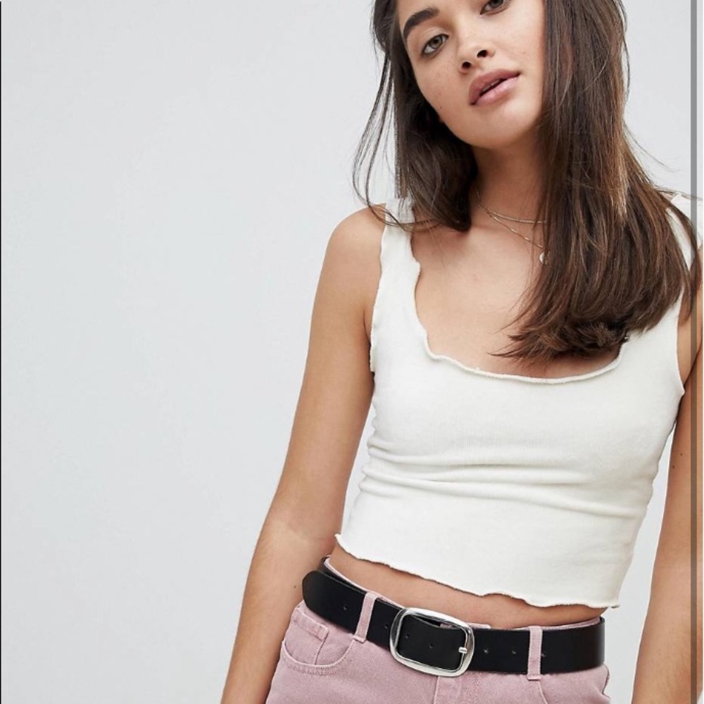 Emory park velvet crinkle hem crop top